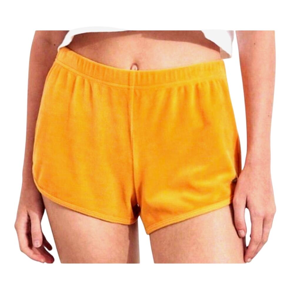 Hollister Women's Small Yellow Solid Velvet High Rise Mini Shorts